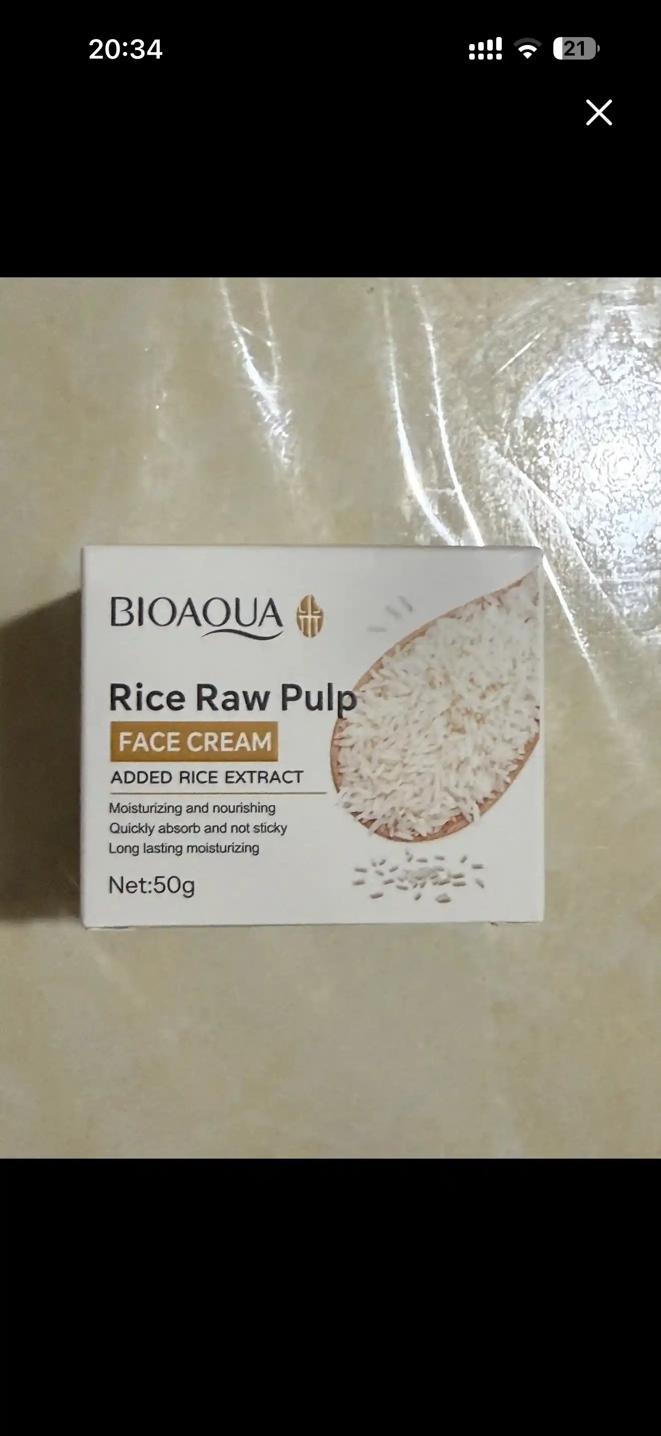Bioaqua guruch ekstraktli yuz uchun krem, namlantiruvchi krem, 50 g