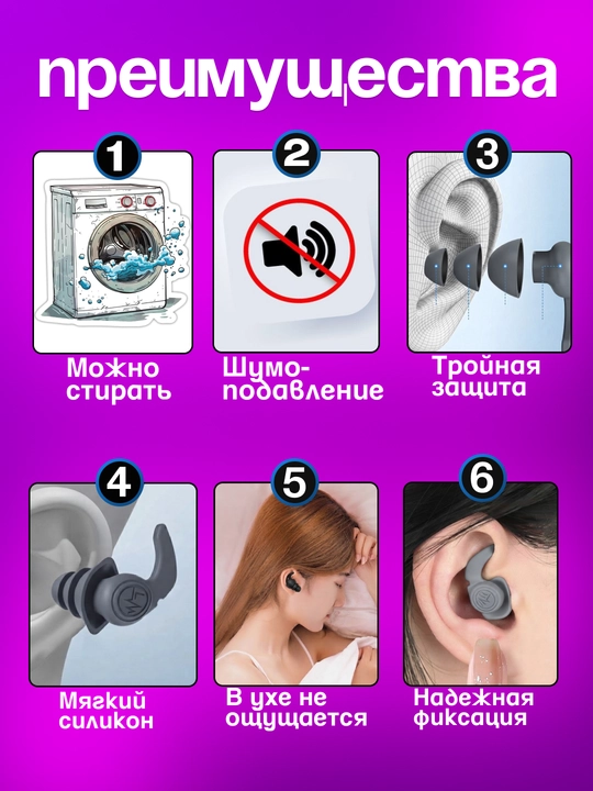 Беруши для сна, беруши для плавания, беруши противошумные в футляре, беруши