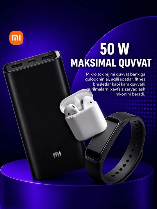 Power bank 2000mAh 20w-50w Mi power bank tez quvvatlovchi iphone va Andiroidlar uchun