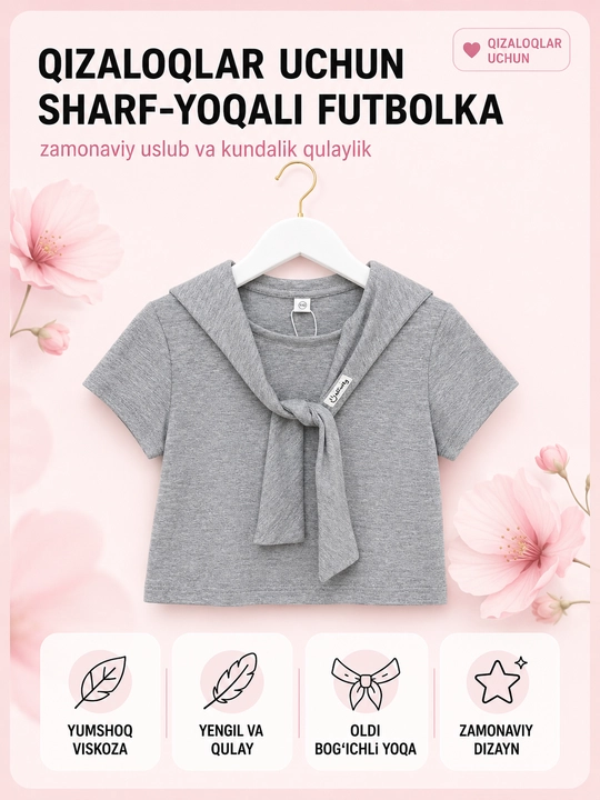 Qizlar uchun qisqa yengli futbolka