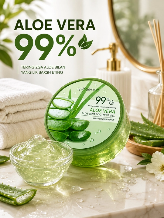 Гель Aloe Vera 99% увлажняющий, алоэ-гель для лица и тела, ежедневный уход за кожей - 