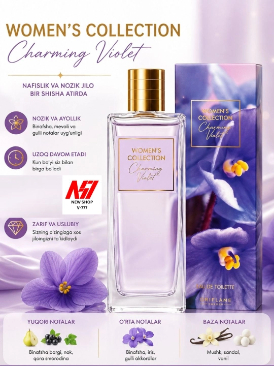 Women's Collection Charming Violet ayollar uchun xushbo'ylangan suv 100 ml - 