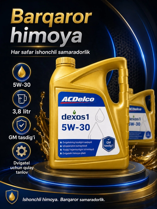 Моторное масло ACDelco dexos 5W-30, 0w-30, 3,8 л, для бензиновых двигателей