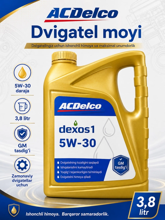 Моторное масло ACDelco dexos 5W-30, 0w-30, 3,8 л, для бензиновых двигателей
