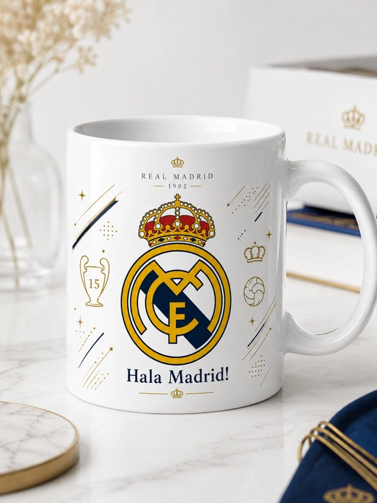 Кружка Giftory с логотипами футбольных клубов: Real Madrid, Barcelona и другие, 330 мл - 