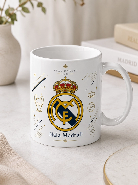Кружка Giftory с логотипами футбольных клубов: Real Madrid, Barcelona и другие, 330 мл