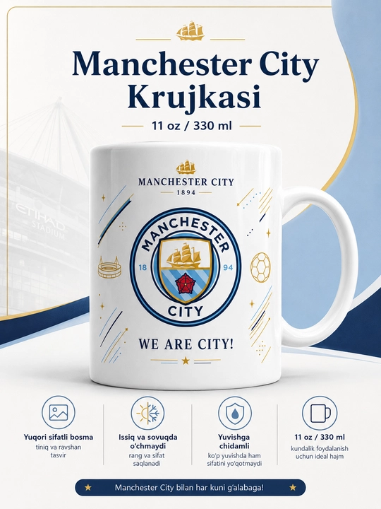 Кружка Giftory с логотипами футбольных клубов: Real Madrid, Barcelona и другие, 330 мл