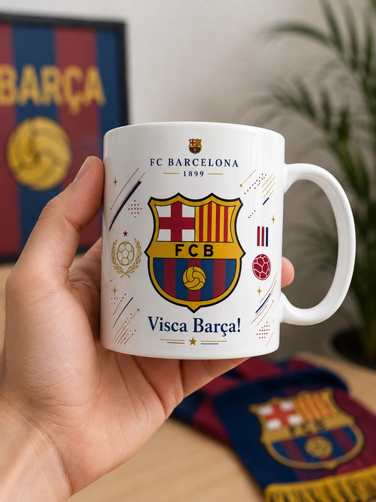 Кружка Giftory с логотипами футбольных клубов: Real Madrid, Barcelona и другие, 330 мл