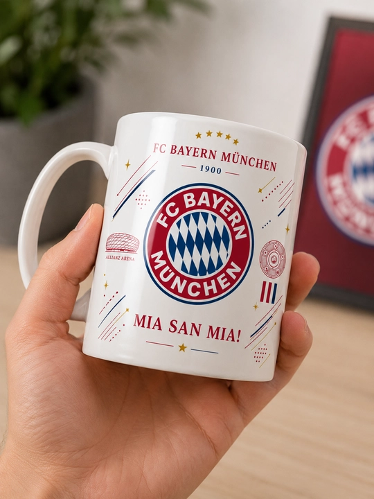 Кружка Giftory с логотипами футбольных клубов: Real Madrid, Barcelona и другие, 330 мл