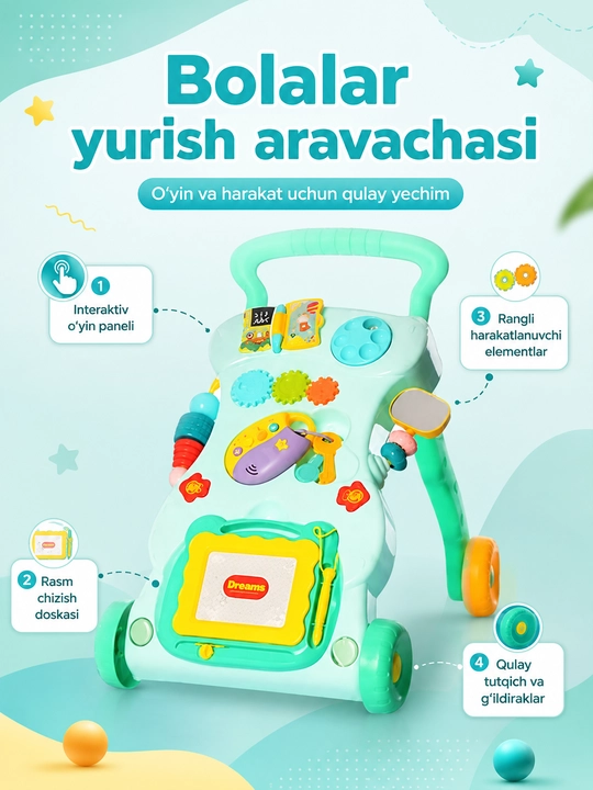 Rivojlanish markazi Huanger, katalka stol va yurishga yordamchi - 