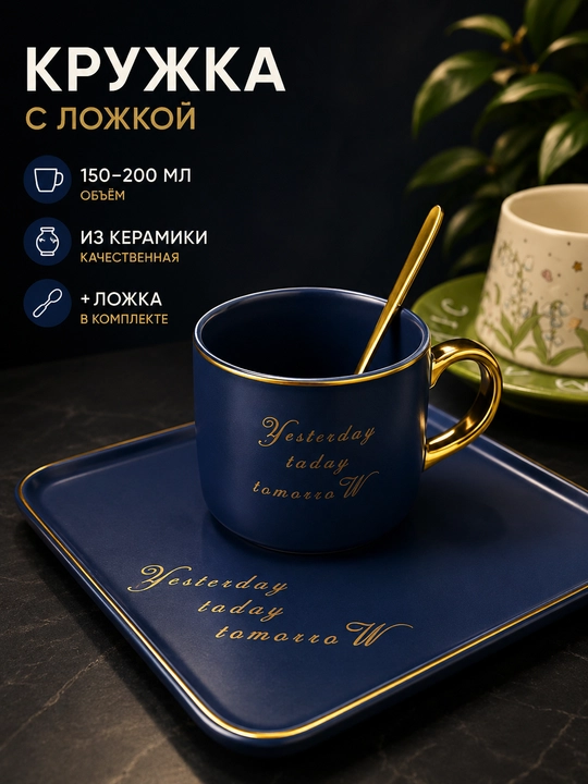 Krujka chashka choy va kofe uchun, likopchali chashka - 