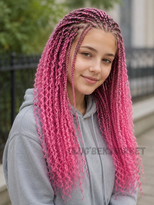 Makaron ipli Braid soch to'plami, zizi gafri ipli soch, 55-60 tagacha