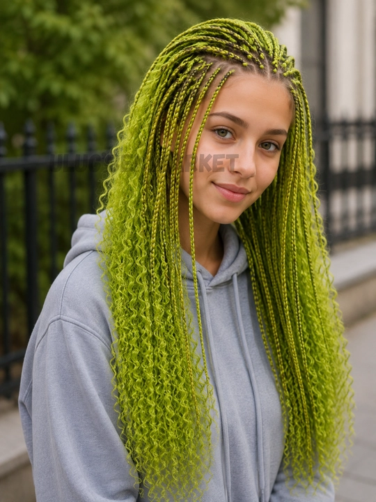 Makaron ipli Braid soch to'plami, zizi gafri ipli soch, 55-60 tagacha