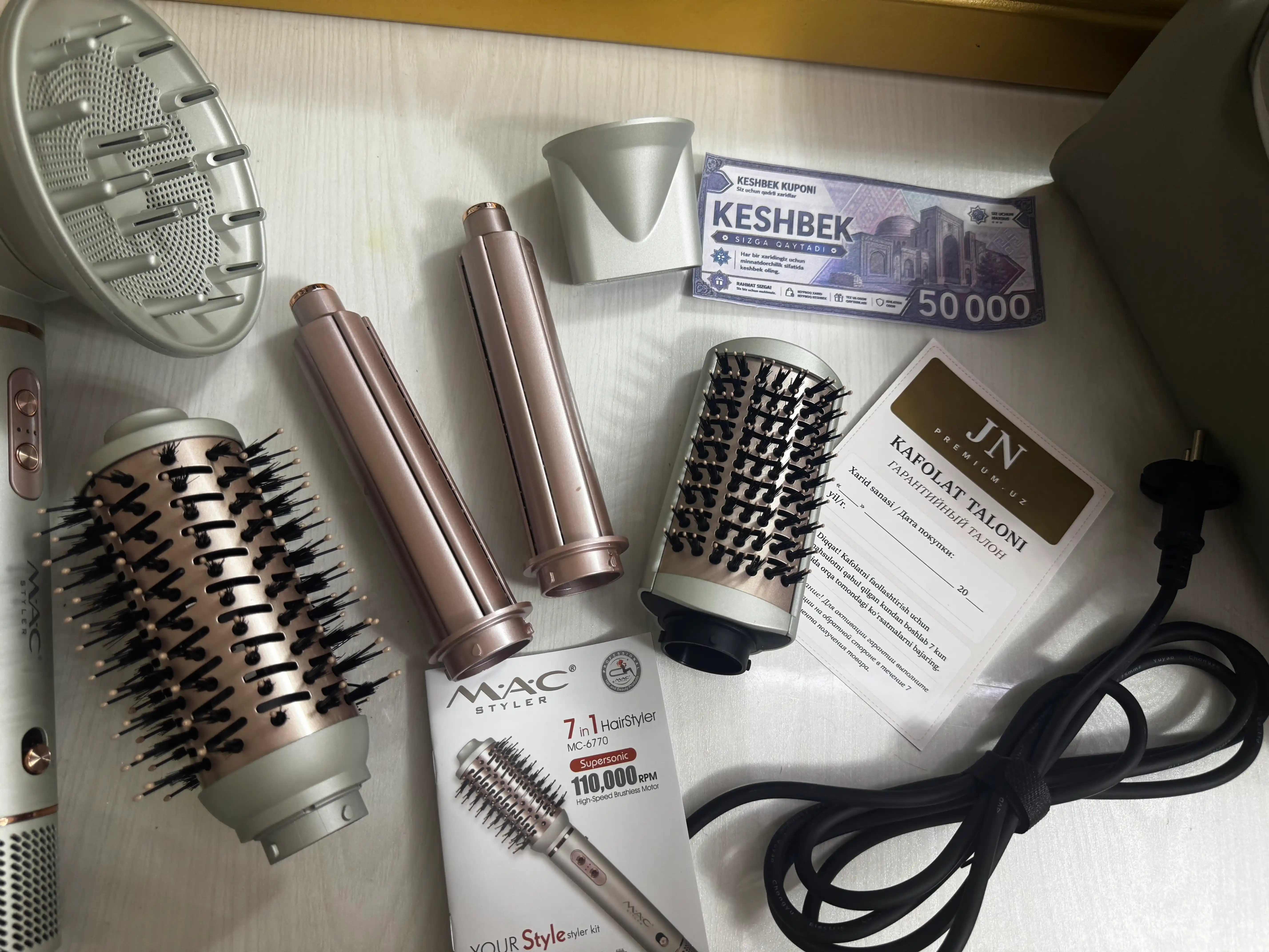 Professional fen stayler MAC LED displey, 5-8 tasi 1 da, soch turmaklagichi, 1200-1600 Vt