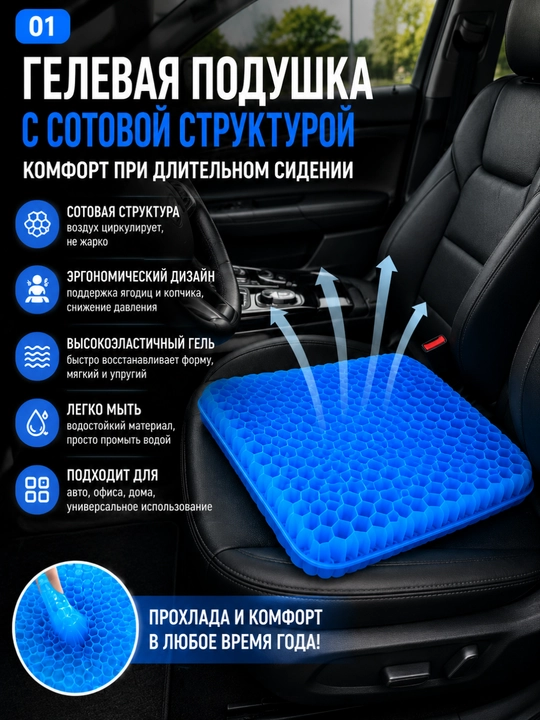 Ортопедическая гелевая подушка Egg Sitter, для офиса, дома, автомобиля и путешествий - 