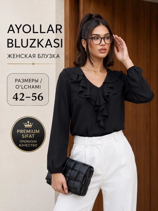 Ayollar bluzkasi, ofis ko‘ylagi, klassik - 