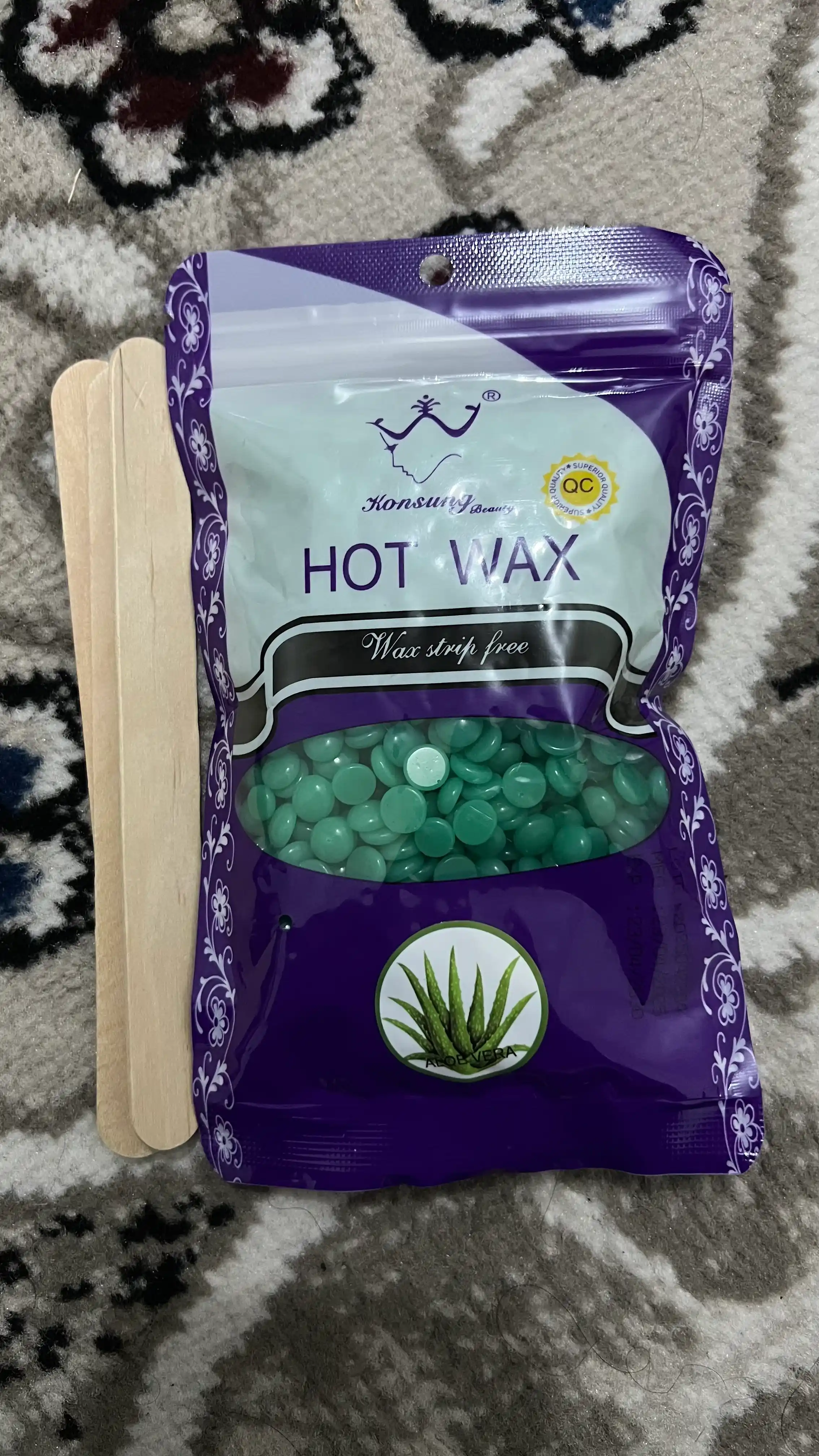 Горячий воск, воск в гранулах, воск для депиляции, hot wax, 100 г, зеленый воск