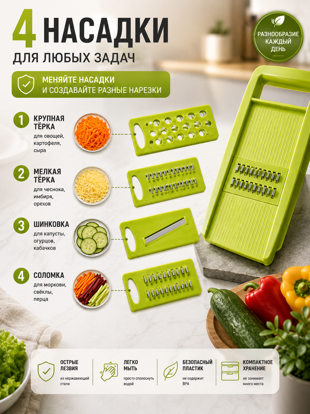 Терка для овощей многофункциональная кухонная овощерезка