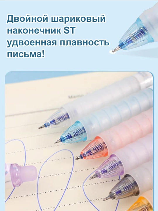 Нажимные гелевые ручки, синие и черные