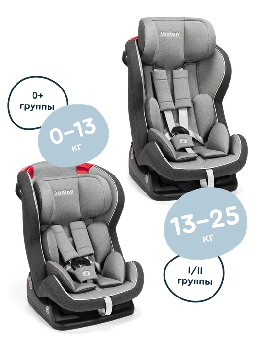 JUNION Zumi avtomobil o‘rindig‘i 0+/1/2 guruhi 0-25 kg, to‘q-kulrang