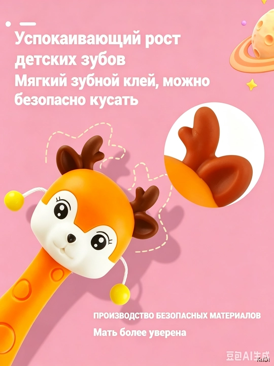 Прорезыватель для зубов с погремушкой, силиконовая развивающая игрушка для малышей