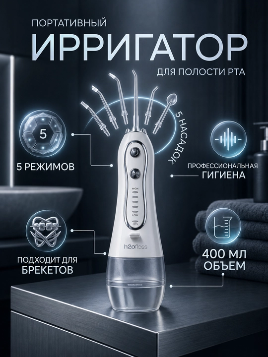Ирригатор для полости рта, беспроводной ирригатор, очиститель зубов, для брекетов