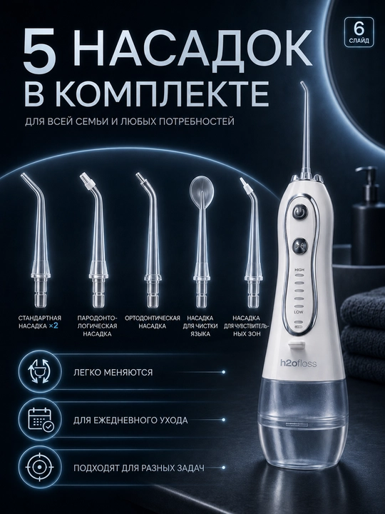 Ирригатор для полости рта, беспроводной ирригатор, очиститель зубов, для брекетов