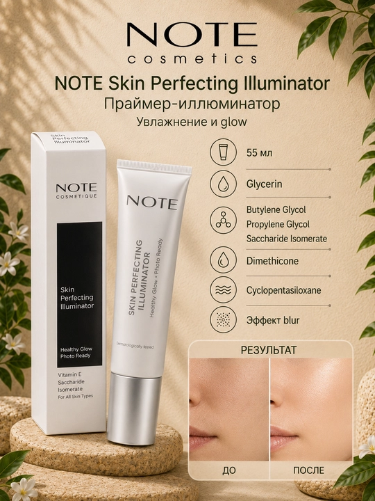 NOTE Skin Perfecting Illuminator праймер-иллюминатор, увлажнение и сияние, 55 мл