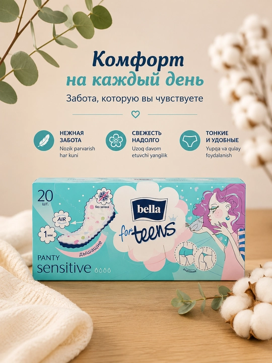 Bella for Teens Panty Sensitive — ежедневные гигиенические прокладки, 20 шт - 