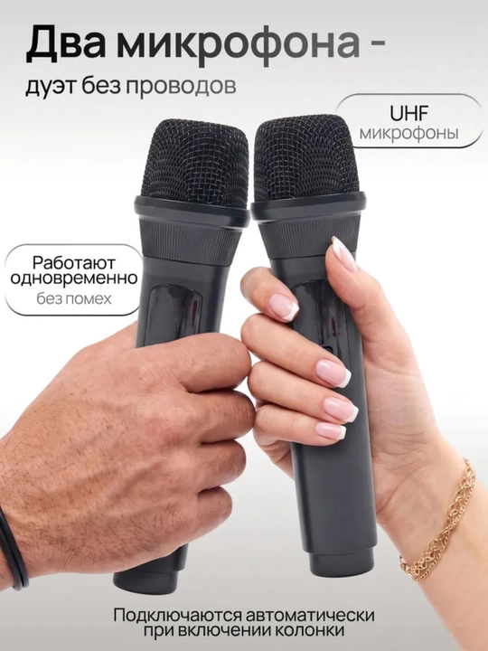 ZQS L19 portativ Bluetooth kolonka, 2 ta simsiz mikrofonli karaoke, kalonka, karnay