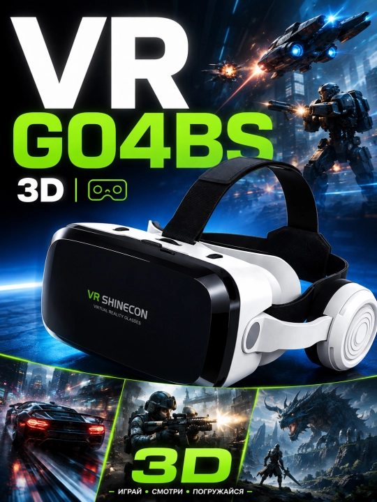 VR SHINECON G04BS 3D VR-очки виртуальной реальности со встроенными наушниками и микрофон - 