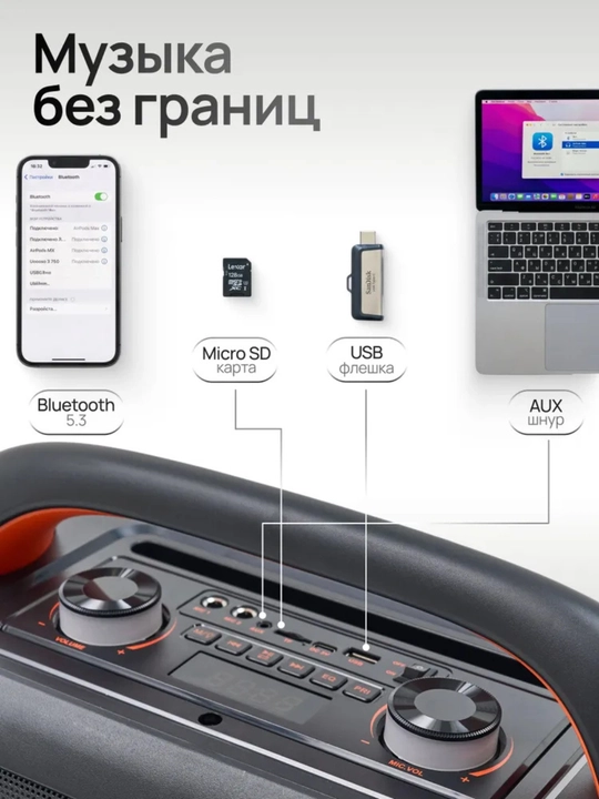 ZQS L19 portativ Bluetooth kolonka, 2 ta simsiz mikrofonli karaoke, kalonka, karnay