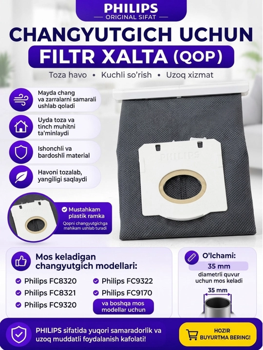 Changyutgich uchun xalta Philips, qayta foydalanish mumkin universal - 