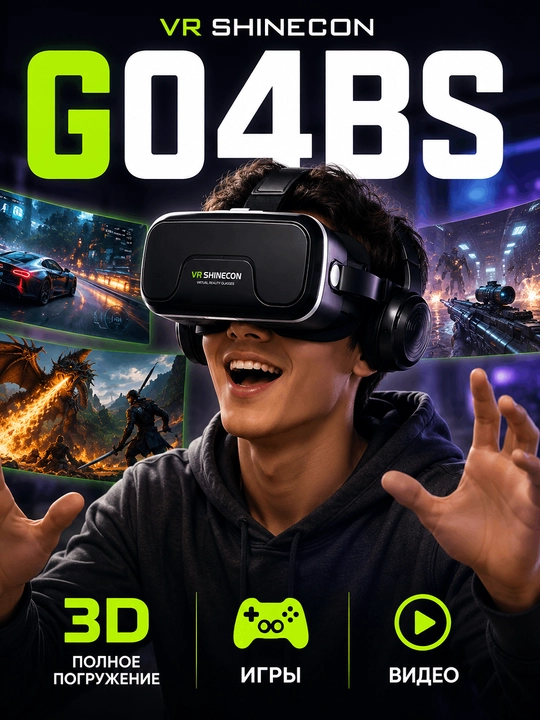VR SHINECON SC-G04EA — 3D VR-очки с встроенными наушниками и микрофоном