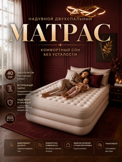Надувной матрас с автоматическим насосом, работающим от батареек