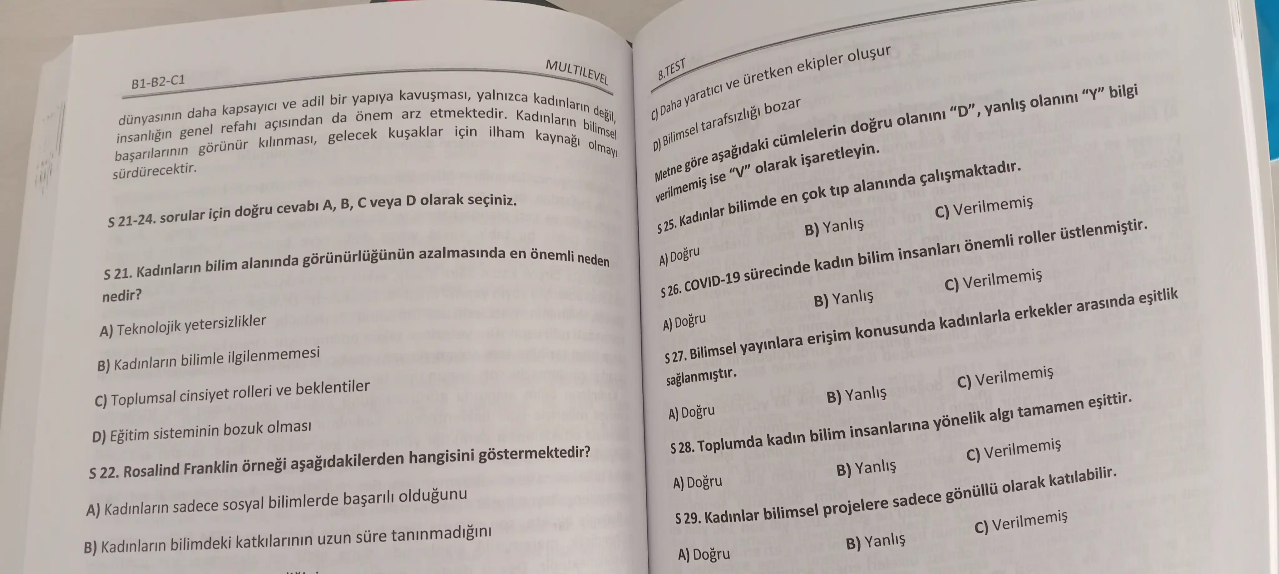 CEFR B1, B2, C1 uchun turk tilidagi Sinav Multilevel, Dinleme, Okuma, Yazma, Konusma kitob