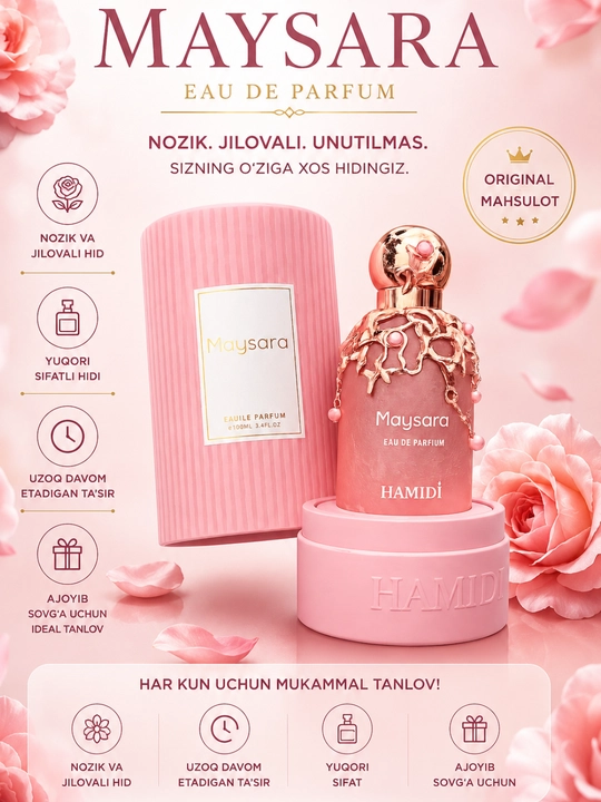 Ayollar Atiri Hamidi Maysara 10, 30, 100 ml, Parfyumlangan Suv - 