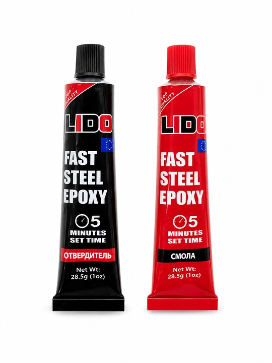 Двухкомпонентный эпоксидный клей LIDO Fast Steel Epoxy для ремонта авто, 57 г