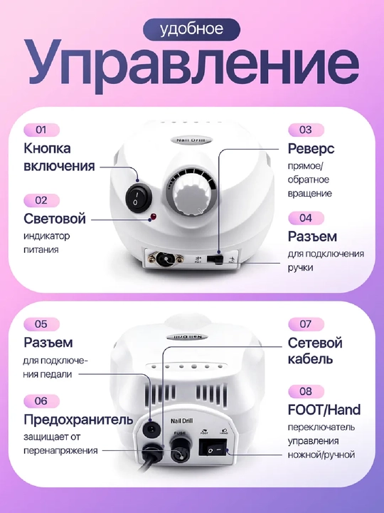Аппарат для маникюра и педикюра, машинка фрезер для ногтей