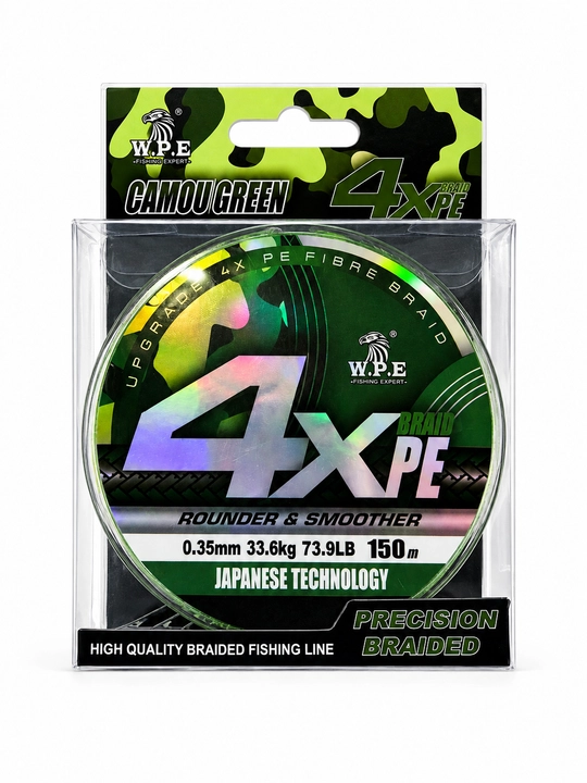 W.P.E 4X PE Braided Fishing Line Camou Green – Высокопрочный плетёный рыболовный шнур