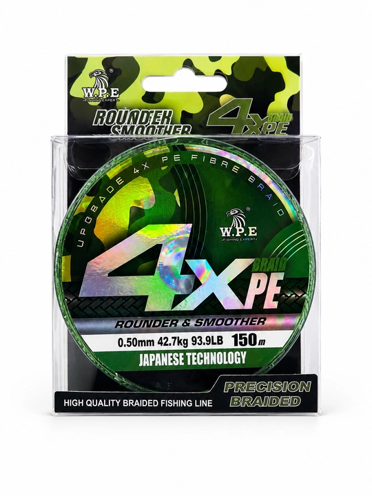 W.P.E 4X PE Braided Fishing Line Camou Green – Высокопрочный плетёный рыболовный шнур