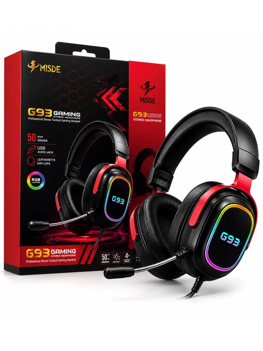 MISDE G93 Gaming Stereo Naushnik RGB Mikrofonli Simli Quloqchin PC va Mac uchun
