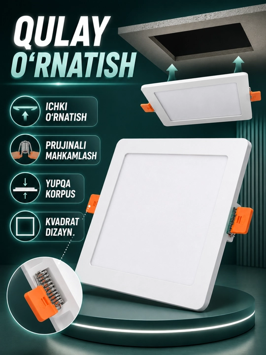 LED панель 24W, круглый встраиваемый потолочный светильник для дома