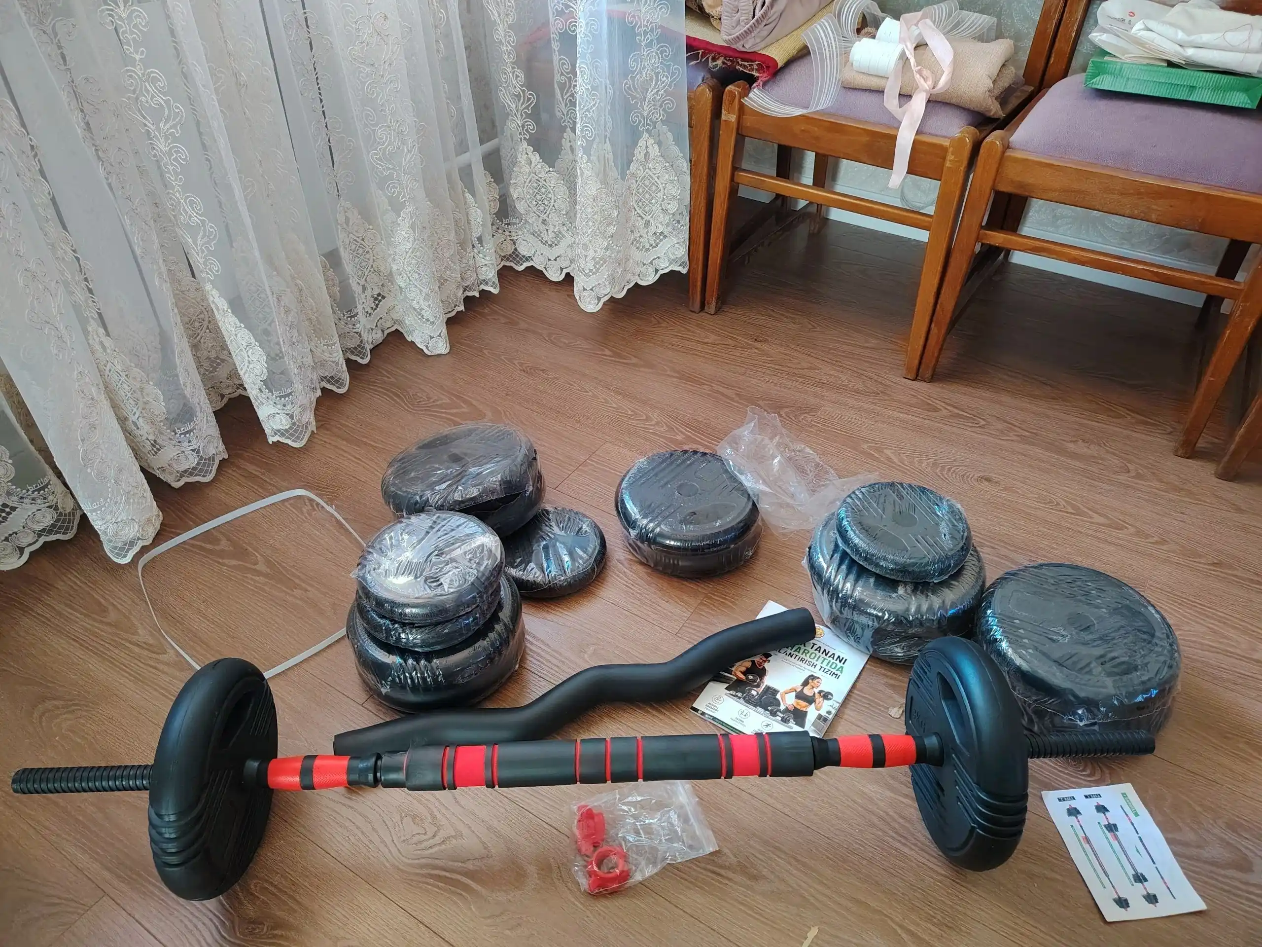 Гантели и штанга 2 в 1, 10 кг, 15 кг, 20 кг, 30 кг, 40 кг набор для силовых тренировок