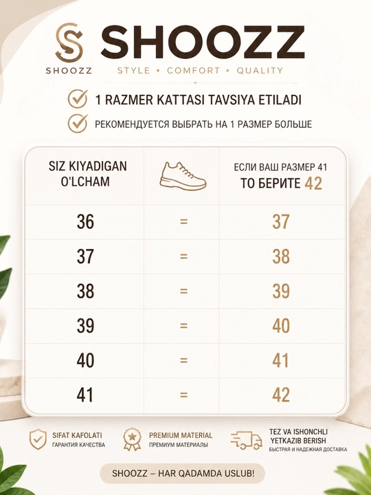Ayollar zamsh mokasinalarini, 1 o‘lcham kattaroq oling