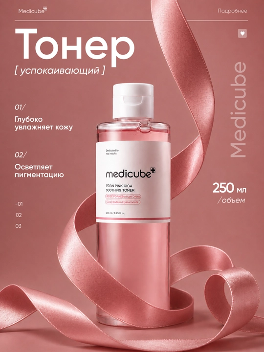 Yuz uchun tinchlantiruvchi toner Medicube PDRN Pink Cica Soothing Toner, 250 ml - 