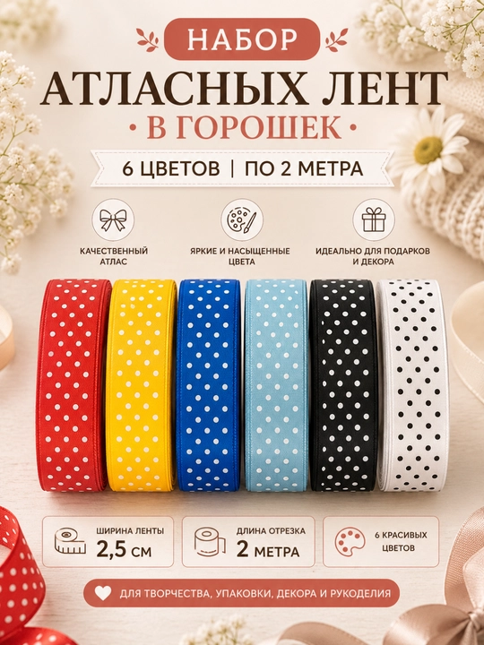 Qo'l san'atlari uchun lentalar, organza va atlas to'plami