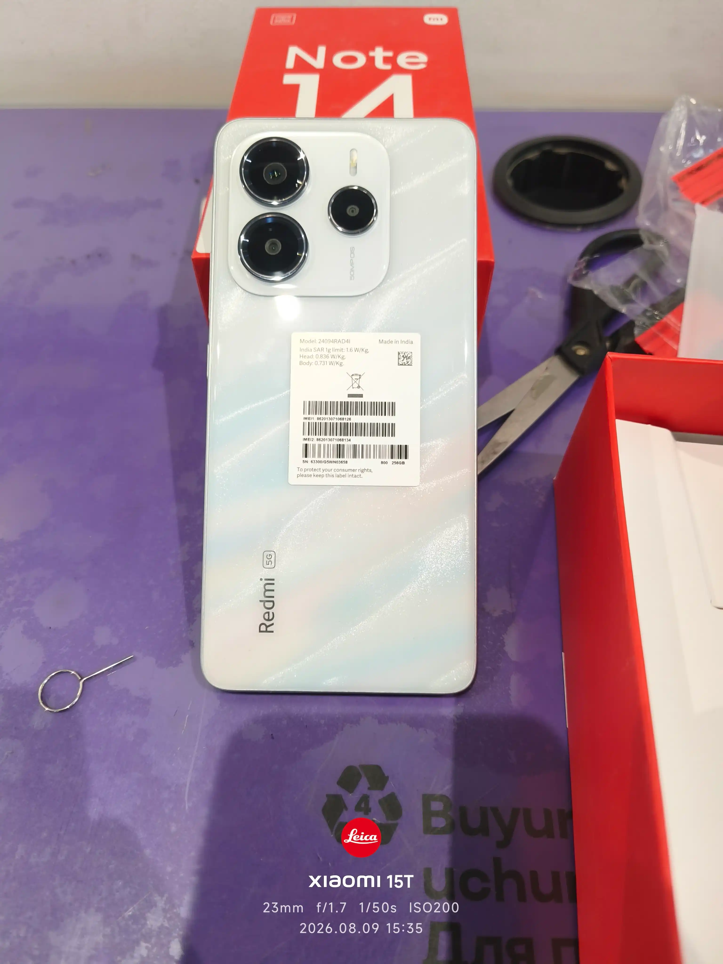 Smartfon Redmi Note 14 5G, 8/256 GB, 5110 mA/soat, 50 MP kamera, 1 yillik kafolat