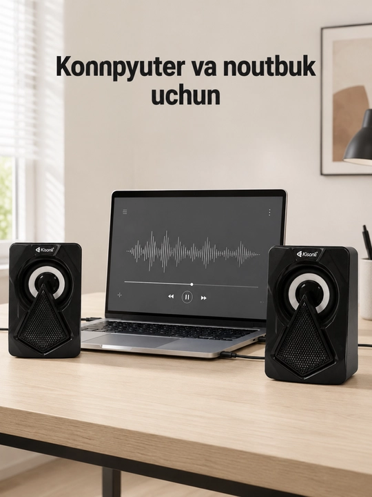 Колонки для компьютера Kisonli L-9090, 2 шт., USB, AUX 3,5 мм, с регулятором громкости