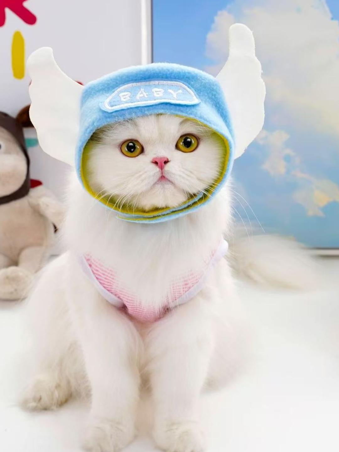 Шапка для кошек с ушками, мягкий костюм для питомца - 